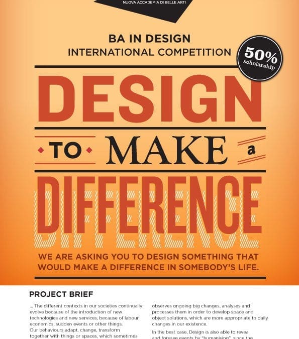 NABA米蘭藝術大學提供2014年設計學士課程50%學費減免獎學金競賽